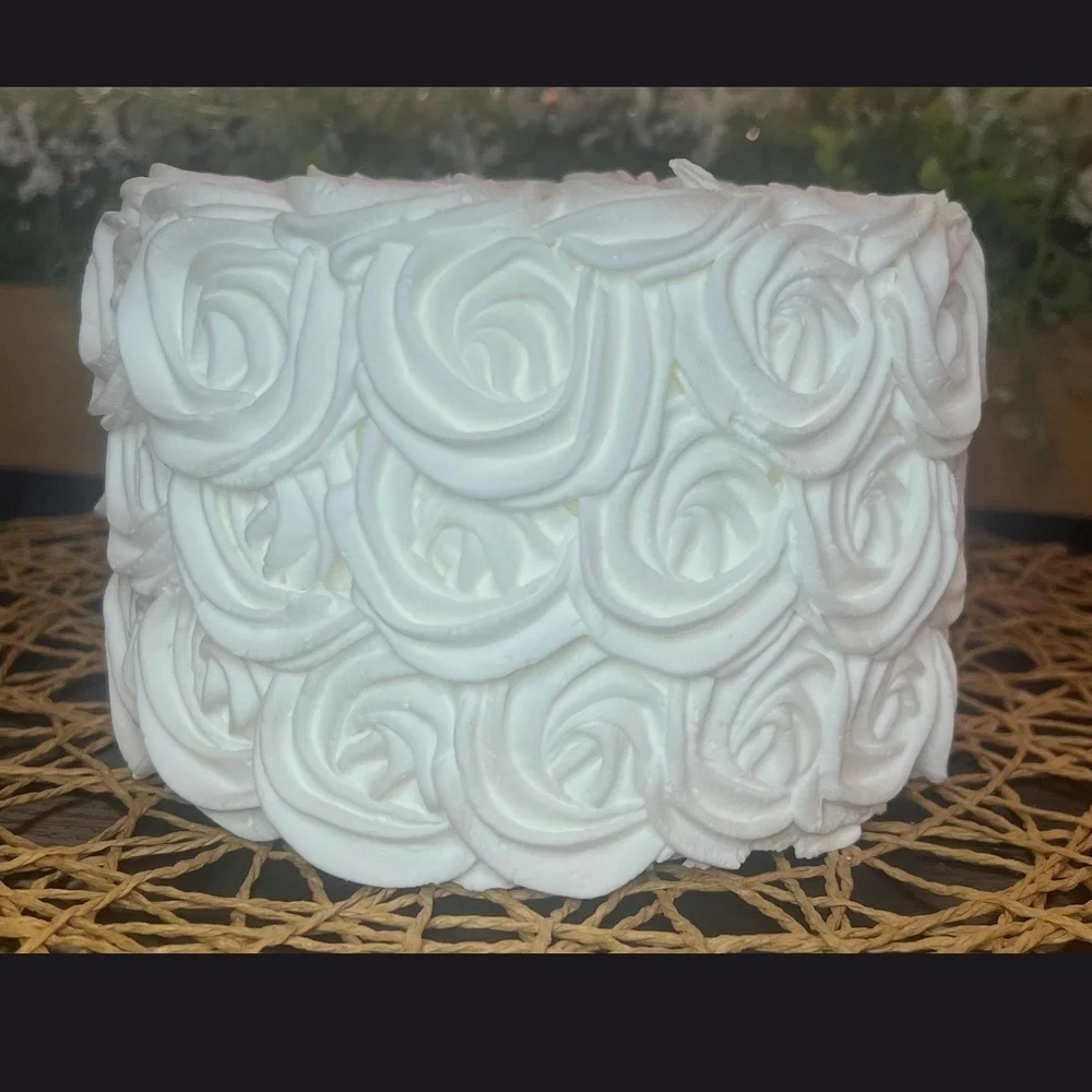 White Two-Tier Rosette Fake Cake